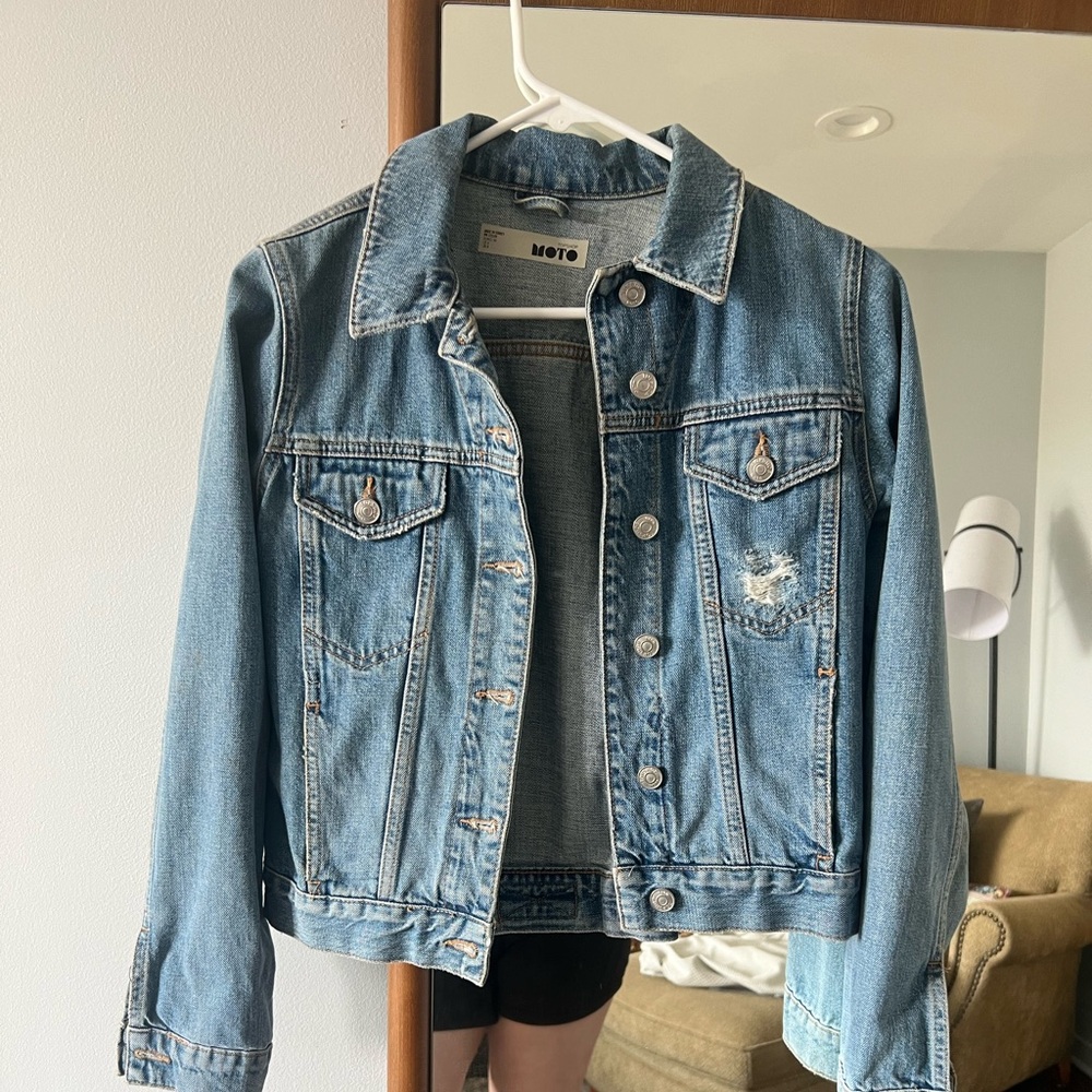 Topshop Moto Denim Cropped Jacket